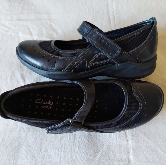 Clarks black leather walking comfort shoes size 6.5 - Picture 3 of 13